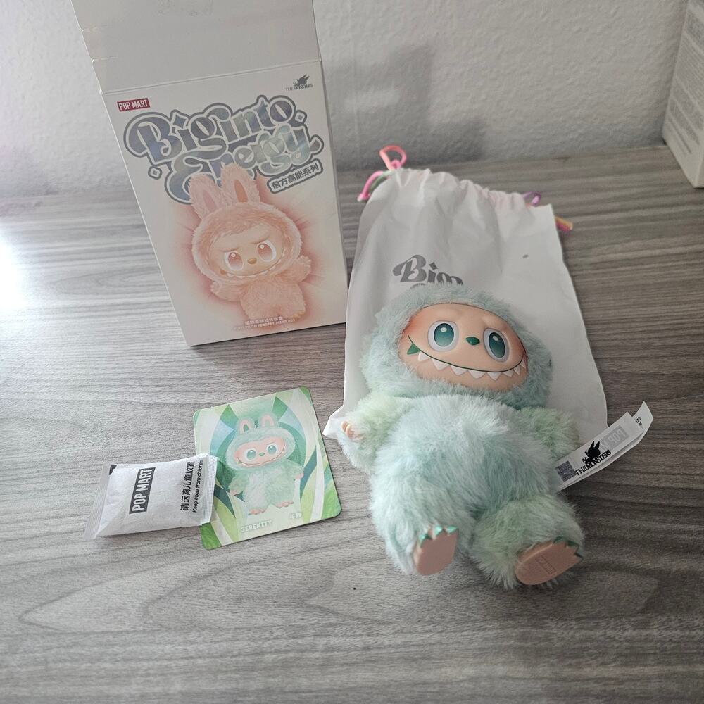 Popmart Labubu Big Into Energy Vinyl Plush Pendent Serenity Green Plush Toy NEW